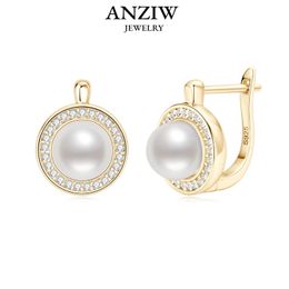 Anziw français Vintage cerceaux 7mm boucles d'oreilles en perles d'eau douce en argent Sterling 925 boucle d'oreille bijoux de mariage pour les femmes cadeaux 240109