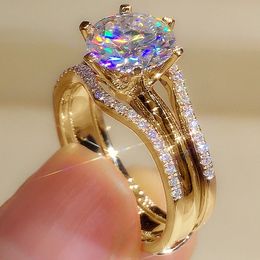 Anziw Color oro 30CT Moissainte anillos de boda conjuntos nupciales para mujeres clásico 2ct diseñado promesa banda compromiso joyería regalos 240119