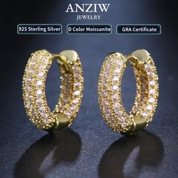 Anziw – boucles d'oreilles créoles Micro pavées en argent 925, diamant, bijoux de luxe pour femmes et hommes, cadeau de fête de mariage, 240119