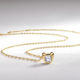 Anziw Real 1ct 2ct Moisanite Bubble Pendant Pendard Collier pour femmes 925 Silver Silver Cute Round Lab Diamond Bijoux pour filles