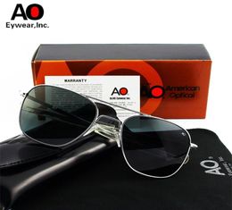 AO Aviation lunettes de soleil hommes avec boîte d'origine étui chiffon de nettoyage Vintage rétro lunettes de soleil américain optique gafas de sol hombre 223981519