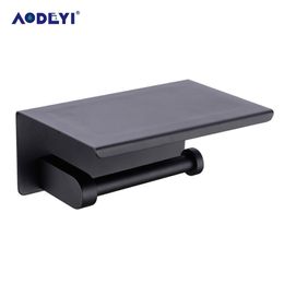 Aodeyi zwart roestvrij staal papieren doos houder toiletweefsel badkamer accessoires mat of chroom y200108