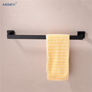 Aodeyi mat zwart wandmontage handdoekhouder badkamer enkele handdoekbar 304 roestvrijstalen rek badkamer accessoires T200916