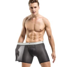 AOELEMENT 3 stks mannen Mesh Ademend Ondergoed Boxer Sport Anti Wrijving Ijs Zijde Lange Slipje Boxershorts Mannen Heren Slipje 240108