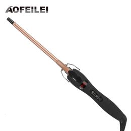 Aofeilei Professional 9 mm Coiffes de fer en fer Asolementation Pierge Cône de fleur en céramique Curling Wand Roule Beauté Salon Coiffures 240430