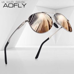 Gafas de sol de piloto clásicas de diseño AOFLY para hombre, gafas de sol polarizadas con montura de aviación, gafas de sol de moda para conducción masculina, protección UV400 AF8208 L230523