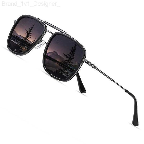 Gafas de sol de hombres de hombres de la marca de lujo polarizado lente de gradiente anti-glara 2023 nueva llegada conduciendo lentes de sol de sol l230808