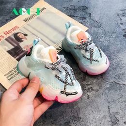 AOGT otoño infantil niña niño zapatos transpirables zapatillas de deporte de bebé color de moda a juego suave fondo niño caminantes zapatos 201222