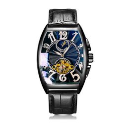 AOKULASIC marque montre mécanique mouvement automatique bracelet en cuir hommes d'affaires montres de mode AOK02
