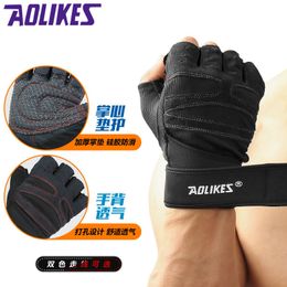 AOLIKES 1 paire demi-doigt haltérophilie gants de gymnastique support de poignet sangles d'enveloppe résistance à la friction gants de cyclisme sport fitness Q0108