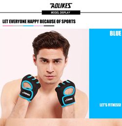 AOLIKES 1 paire hommes femmes Gym demi-doigt sport Fitness exercice entraînement poignet gants anti-dérapant résistance haltérophilie gants