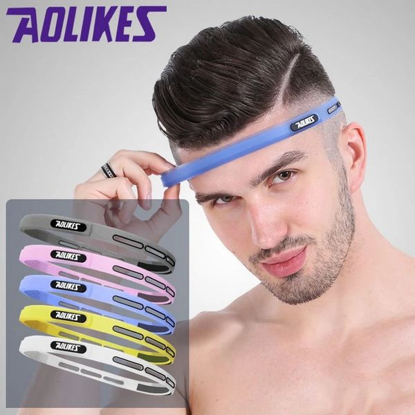 Aolikes 1 PCS Cabeza elástica Sweat Band Silicone Strism Running Yoga Sweat Band for Men Women Fitness Basketball Diadema de tenis 240402