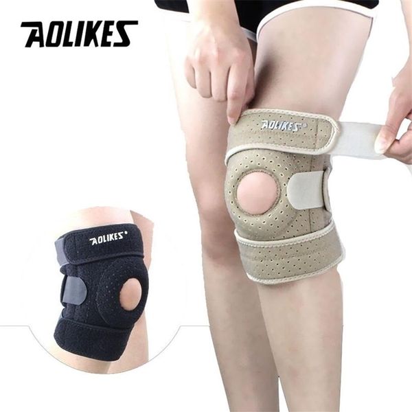 AOLIKES, 1 Uds., ajustable, entrenamiento deportivo, rodillera elástica, rodillera, rodillera ajustable, rodilleras, agujero, rodillera, seguridad 220208255b