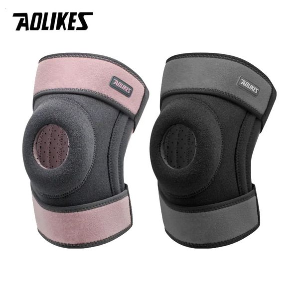 AOLIKES 1 pièces genouillères de sport quatre ressorts soutien genouillère respirante avec stabilisateurs latéraux protection rotule coussinets de Gel 240108