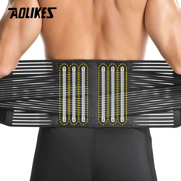 Aolikes Back Brace pour le bas du dos soulagement de la douleur au bas du dos avec 6 Spring Back Support Belt for Women Men Work Work Lumbar Breathable 240507