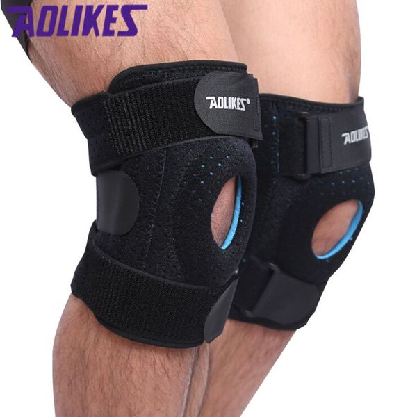 AOLIKES Knee Brace Support Gel de sílice 6 Springs Sports Fitness Protector de rodilla Baloncesto Transpirable Rodilleras Tallas grandes 4XL 6XL T191230