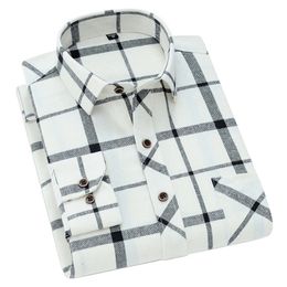 AOLIWEN marque hommes printemps automne 45% coton noir et blanc chemise à carreaux tendance décontracté sain respirant à manches longues chemises minces 220326