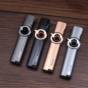 Aomai Web Celebrity Lichter Creative Rotary Switch Winddicht Ronde Hole Blauwe Vlam Straight Metal Plating Personality Heren Gift voor Sigaren Torch Custom Logo