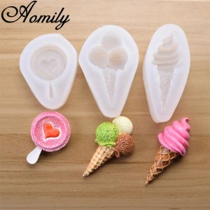 Moule de gâteau en silicone aomily Diy Ice Ice Lollipop Fondant Moule de sucre Crafr