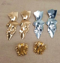 AOMU 2018 nouveau Design chaîne en métal géométrique irrégulière ronde goutte d'eau grand cercle boucle d'oreille or épais lien boucles d'oreilles pour les femmes S97089003