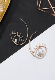 AOMU 2019 NIEUWE Simple overdreven schattig ontwerp Marble Eye Metal Eyelash Stud Oorringen voor vrouwen Hollow Fashion Jewelry Brincos Gift1262591