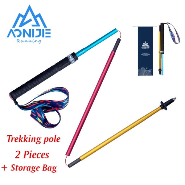 AONIJIE E4201 Belle M-Pole Pliant Trekking Pole Extérieur Carbone Tige En Alliage D'aluminium Poignée Droite Running Bâton De Marche 220104