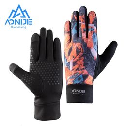 AONIJIE M57 Outdoor winddichte warme handschoenen Volledige vinger Antislip sporthandschoenen Twee vingers touchscreen voor hardlopen Fietsen 240112