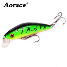 Aorace Minnow Fishing Lure 70 mm 8g 3d Ojos Crankbait Wobbler Artificial Plastic Ceba duro Tackle 240522