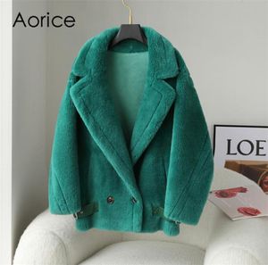 Aorice Fashion Femmes Real Wool Fur sur taille épaisse veste chaude CT1429442981