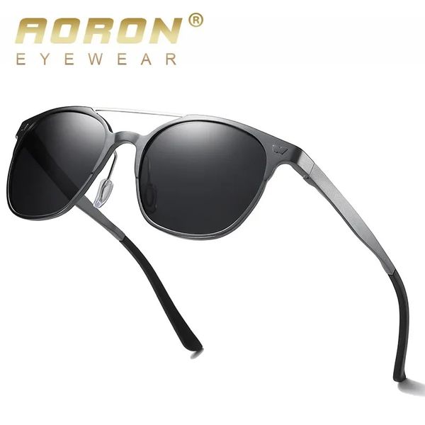 AORON Brand Gun Metal Metal Polarisé Lunettes de soleil pour hommes Aluminium Mens conduisant des lunettes de soleil pour hommes OCULOS DE SOL MASCULINO