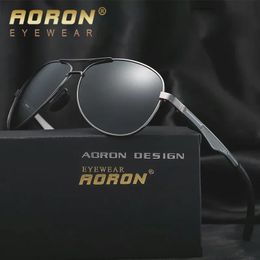 Aoron Men Aluminium Legering Polariseerde zonnebril Dames Brand Luxe Googles Mannelijke HD Rijglazen UV400 Eyewear Accessories 240402