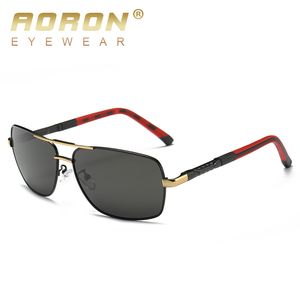 Aoron Mannen Polarized Sunglasses Merk Origineel Design Metal Frame Rechthoek Lens Rijden Sports UV400 Zonnebril