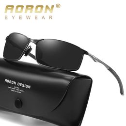 Aoron gepolariseerde zonnebril herenvriendingsspiegel zonnebril metalen frame bril bril UV400 Antiglare zonnebrillen groothandel 240507