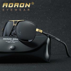 AORON lunettes de soleil polarisées hommes lunettes de soleil cadre en aluminium UV400 Design de luxe hommes lunettes de soleil anti-reflet L230523