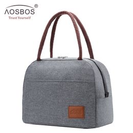 Aosbos Mode Draagbare Koeler Lunchtas Thermisch Geïsoleerd Reizen Voedsel Draagtassen Voedsel Picknick Lunchbox Tas Voor Mannen Vrouwen Kinderen MX20324p