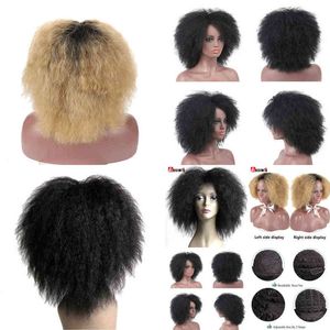 Aosi perruque cheveux courts moelleux Afro crépus bouclés noir brun naturel résistant à la chaleur synthétique Cosplay perruques pour les femmes 220622