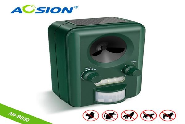 Aosion Garden Solar Ultrasonic Animal Repeller Batts Birds Chiens chats Repel Versant Animaux clignotants Contrôle Y2001066944766