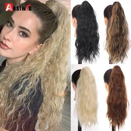 AOSIWIG synthétique vague de maïs longue cheveux bouclés griffe queue de cheval allonge pince en queue de cheveux résistant à la chaleur perruque pour les femmes 240226