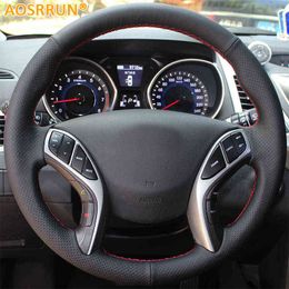 AOSRRUN LEDER LEDER HANDEMBOEDERE AUTO -STOUNTWIEL DECTEN VOOR HYUNDAI ELANTRA 20112016 AVANTE I30 20122016 Auto -accessoires J220808