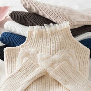 Aossviao gebreide vrouwen trui truien slanke mock nek kant herfst winter fundamentele vrouwen truien slim fit jumpers top 211218
