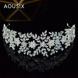 AOUSIX Mode-sieraden Bruid Hoofdband Crystal Leaf HaarbandBridal Crown Tiara's Haaraccessoires Bruiloft Bruiloft Accessoires 240102