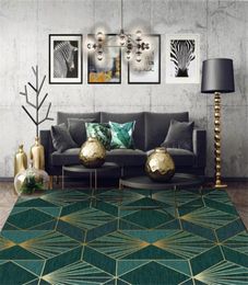 Aovoll -vloerkleed voor slaapkamer Europeaan Donker groen Goud geometrische tapijttapijten voor woonkamer Noordse decoratie Home Baby7776812