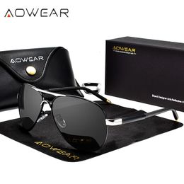 Aowear merkontwerper gepolariseerde zonnebril Men Aviation Coating Mirror Sun Glazen voor man Women Oculos Gafas Lentes de Sol 240411