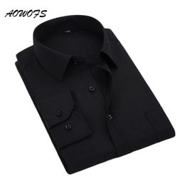 AOWOFS Camisa social Camisas de vestir negras para hombre Camisas de trabajo de oficina de manga larga Ropa para hombre de gran tamaño 8XL 5XL 7XL 6XL Boda personalizada 1583027