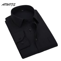 AOWOFS chemise sociale noir hommes chemises habillées à manches longues chemises de travail de bureau grande taille vêtements pour hommes 8XL 5XL 7XL 6XL mariage personnalisé321x