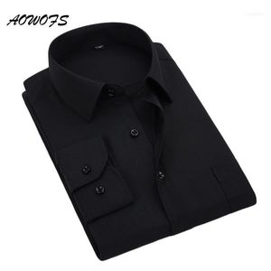 Chemises habillées pour hommes AOWOFS chemise sociale noir à manches longues chemises de travail de bureau grande taille vêtements pour hommes 8XL 5XL 7XL 6XL mariage personnalisé11