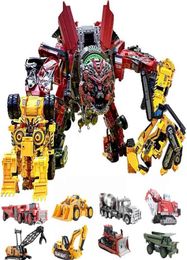 Aoyi Cool 8 en 1 Oversize Devastator Transformation Toys Boy Anime Hook Action Figures Robot Car Engineering Vehicle Model Kids 216386950