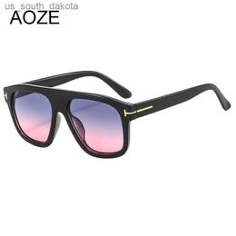 AOZE 2022 nouvelle mode marque de luxe carré Tom hommes lunettes de soleil femmes Vintage surdimensionné lunettes de soleil femmes nuances noir dame UV400 L230523