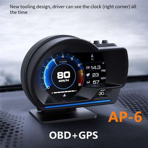 AP-6 HUD más nuevo Head Up Display Auto Display OBD2 GPS Smart Car HUD Gauge Digital odómetro alarma de seguridad WaterOil temp RPM226E