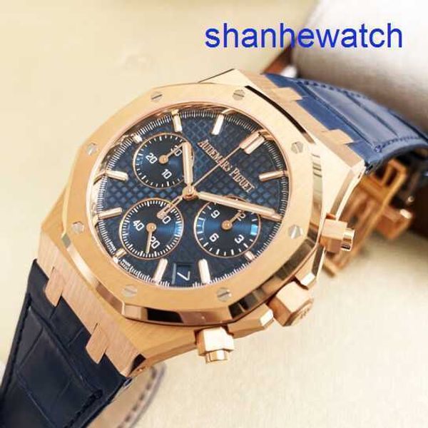AP Athleisure Wrist Watch Royal Oak Series 26240or Rose Gold Blue Plate Belt Mens Business Business Sports Back Transparent Automatic Mechanical Watch